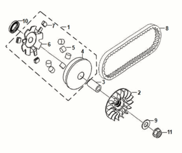 Movable drive face assy Sym Jet 14 125I AC E5 2021-2024