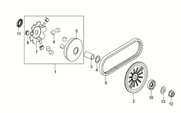 Mobile drive face assy Sym Mio 50I E5