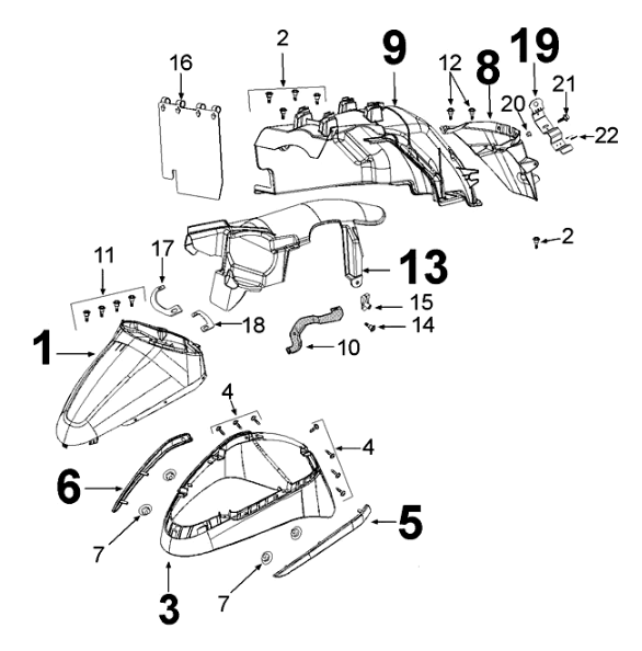 Mudguard Peugeot Django 125 EFI E4 2018-2020 MAD GREY (I2)