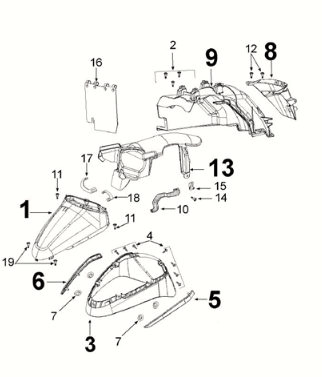 Mudguard Peugeot Django 125 EFI E5 2021-2022 INK BLACK (R1)