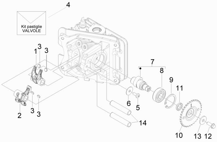 Camshaft Vespa S 45km 4-stroke 4-valve