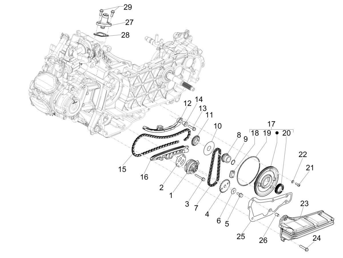 Piaggio Medley 125 4T IE ABS E4 2016-2019 oil pump (EMEA)