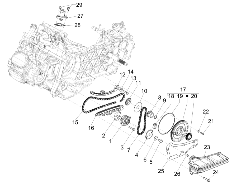 Vespa GTS 125 4T E4 ABS 2019 oil pump (EMEA)