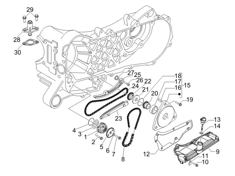 Oil Pump Vespa Lx 25km 4-stroke 2-valve