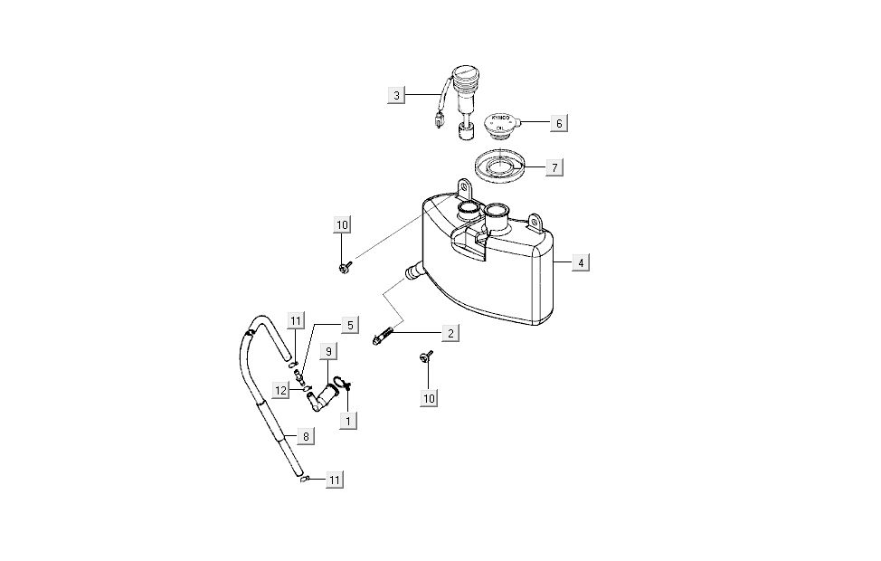 Oil tank Kymco B&W LC 2-stroke silver