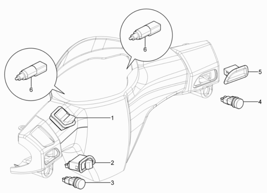 Switches - Pushbuttons Piaggio Typhoon 50 2-stroke Euro 3 2011