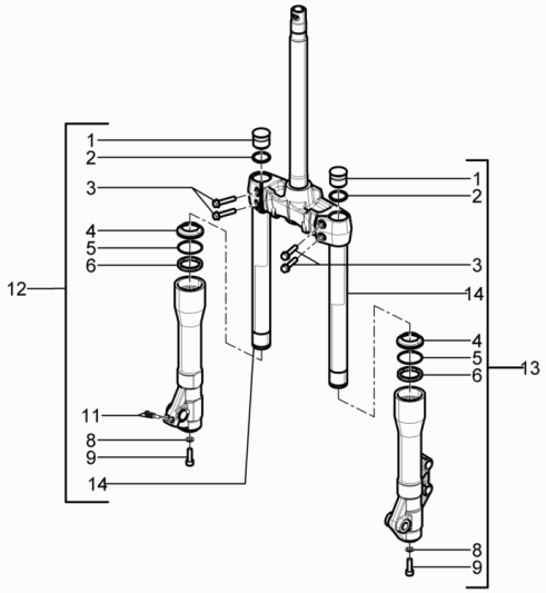 Spare parts for Fork (Kayaba) Gilera Runner 50 SP 2010-2017