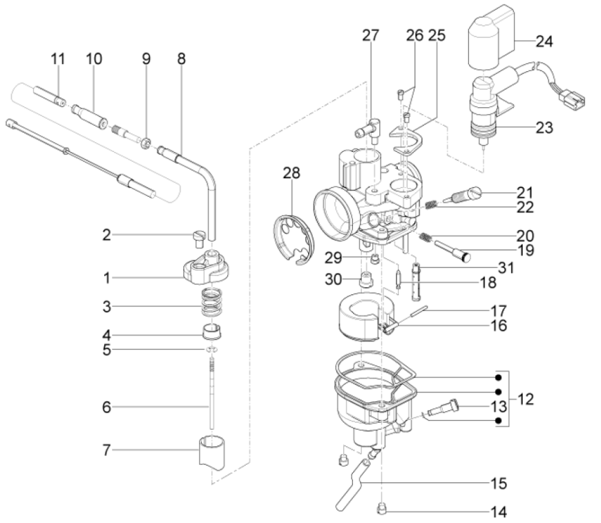 Carburettor parts Piaggio Typhoon 50 2-stroke Euro 3 2011