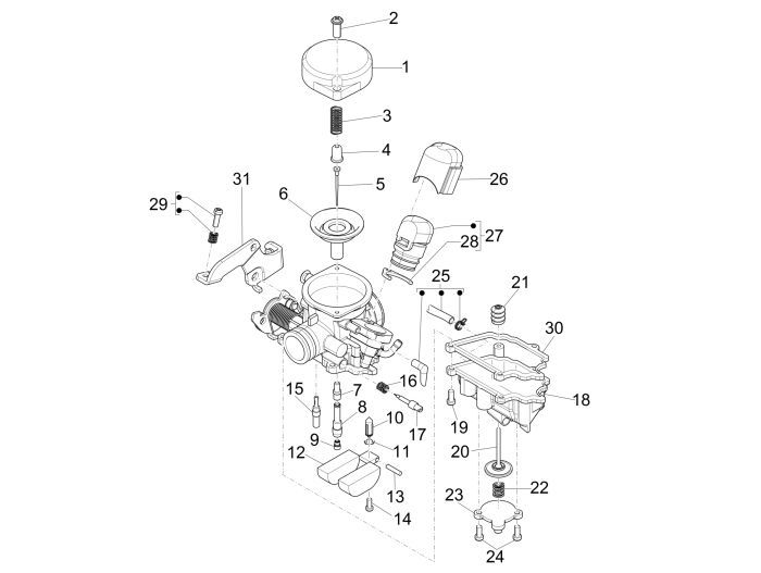 Carburetor parts Vespa Primavera 25km 4-stroke 2-valve