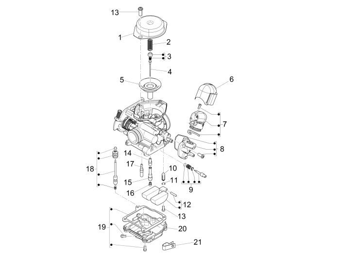 Carburetor Parts Vespa Sprint 45km 4-stroke 4-valve
