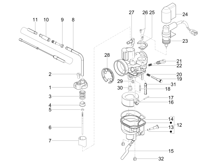 Carburetor parts Piaggio NRG Power DD 2007-2017