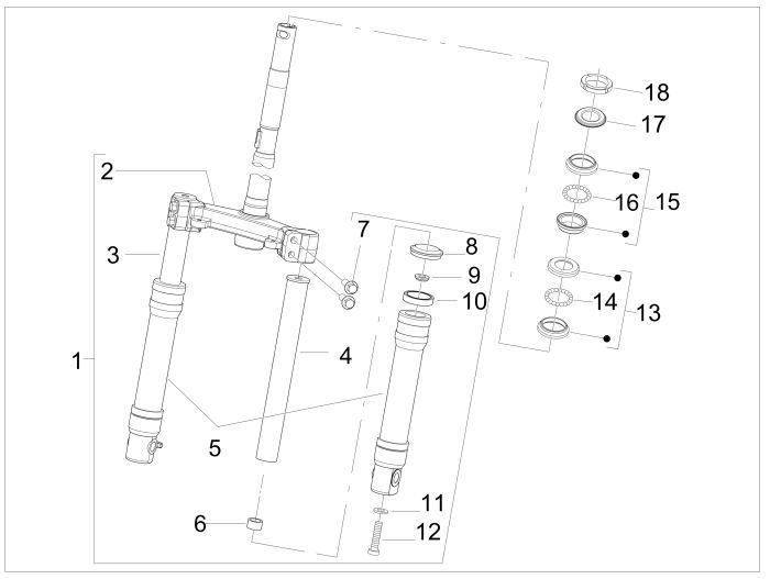 Front fork Piaggio Fly 2-stroke