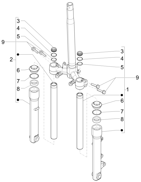 Parts of the Piaggio Liberty 50 4-stroke front fork
