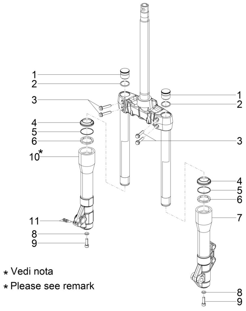 Piaggio Beverly 300 IE ABS E4 2016 - 2020 front fork parts (EMEA)