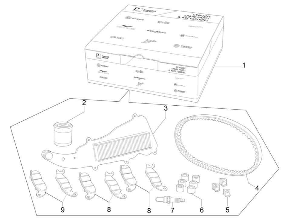 Piaggio MP3 300 HPE/300 HPE SPORT E5 ABS 2020-2022 maintenance kit (EMEA)