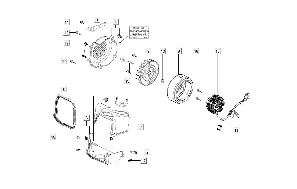 ignition cooling Kymco Super 8 4-stroke (2007-2009) Red black