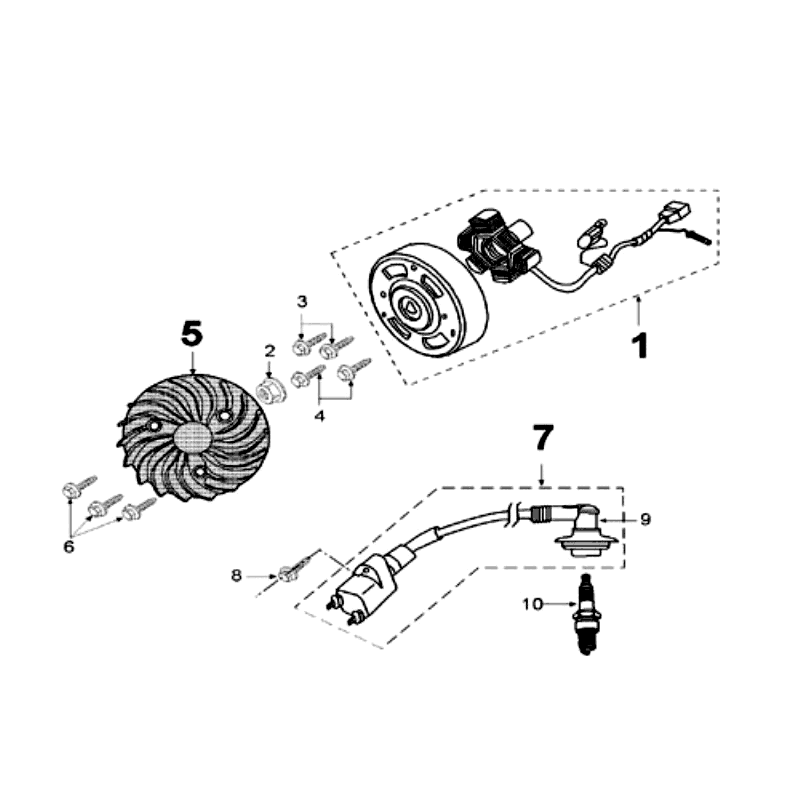 Ignition - Stator - Flywheel - Ignition coil - Spark plug Peugeot Speedfight 3 50 2T AC grey