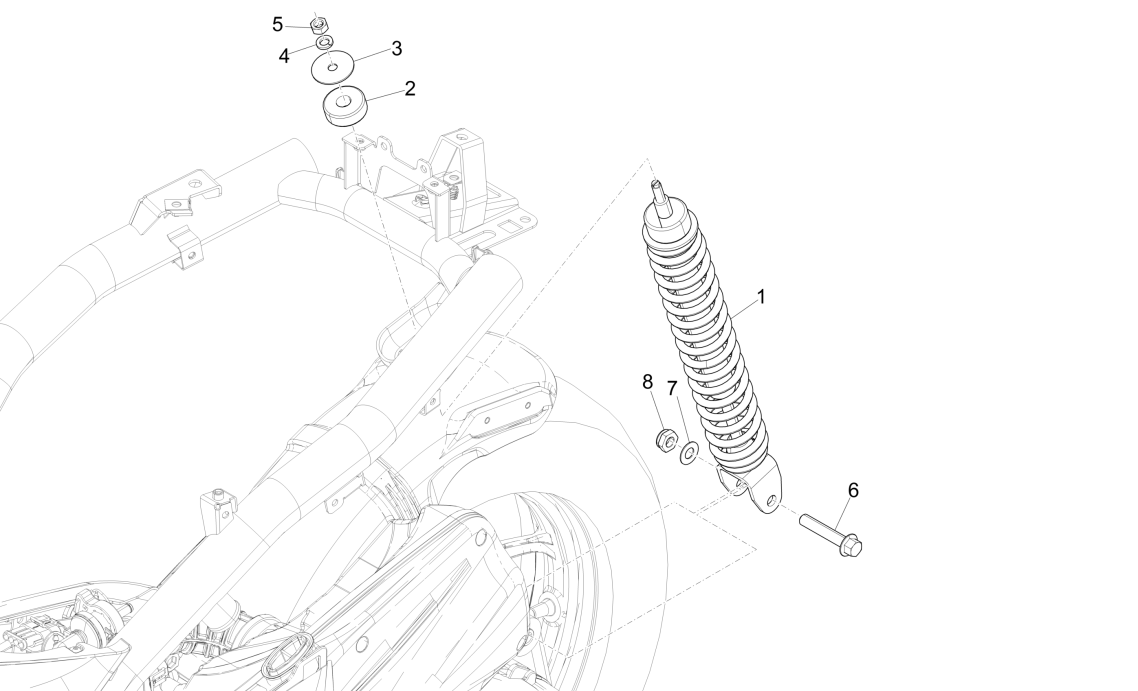 Rear suspension - Shock absorber Piaggio Liberty 50 4-stroke (IGET Euro 4)
