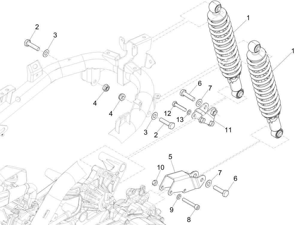 Piaggio Medley 125 ABS E5 2021-2022 (EMEA) Rear Suspension - Shock Absorber/s