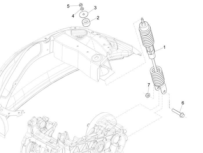Shock Absorber Vespa Sprint 45km 4-stroke 4-valve