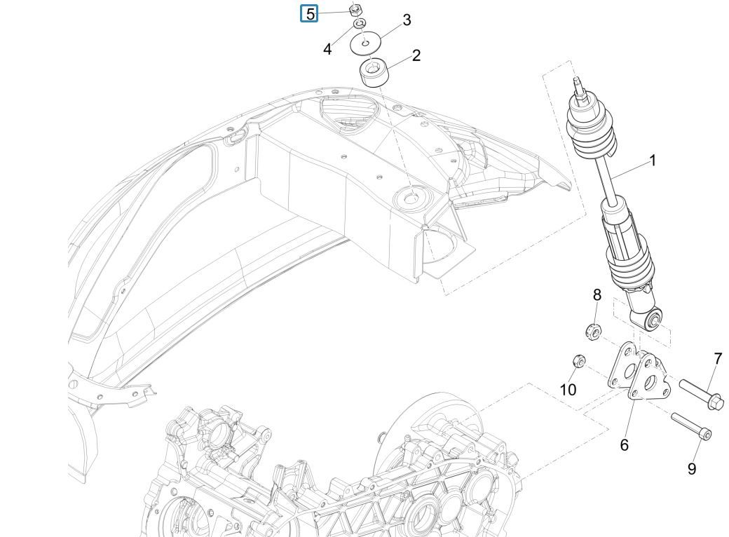 Rear Suspension- Shock Absorbers Vespa Sprint 125 4T 3V IE ABS