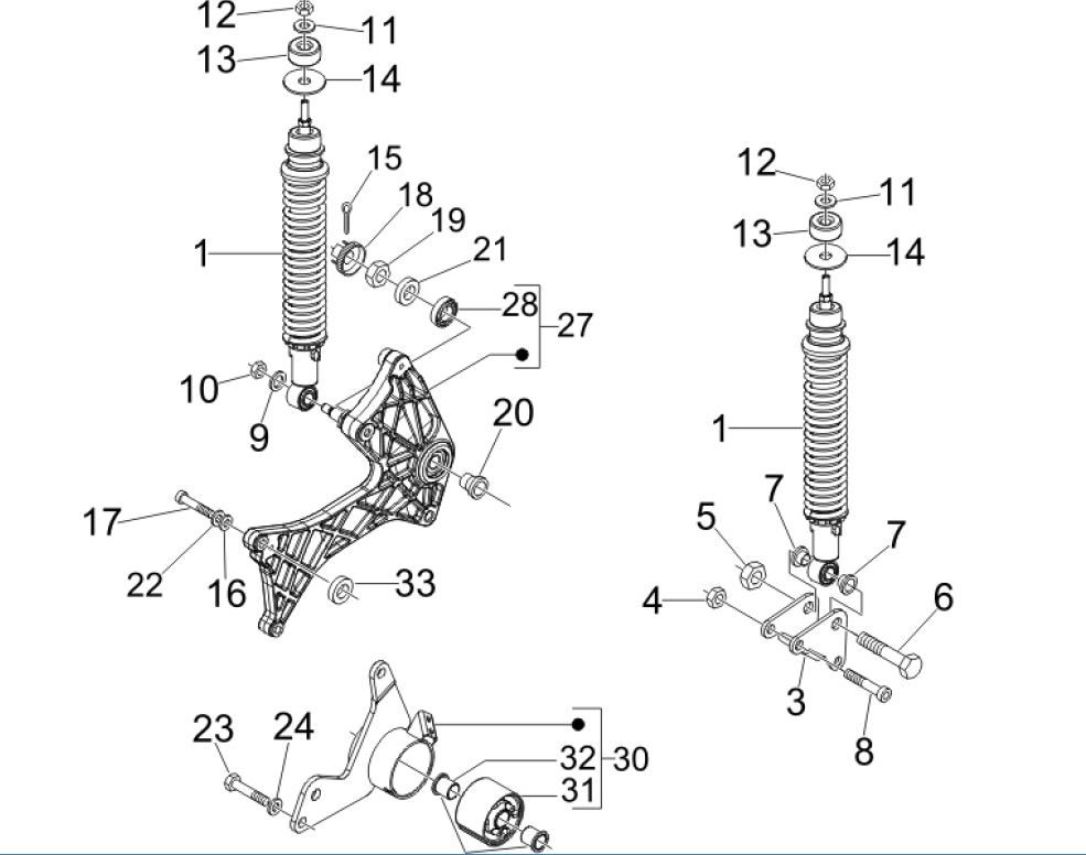 Rear suspension - Shock absorbers Vespa GTV 250 4T 4V IE