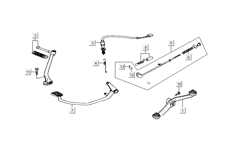 Pedals Kymco Activ 4-stroke silver