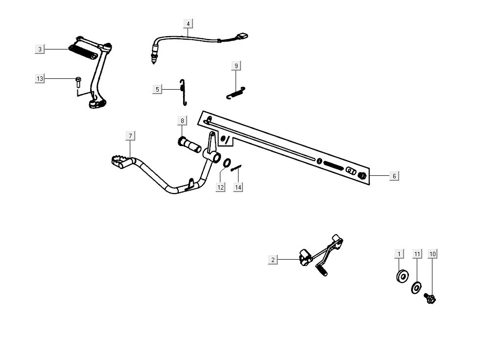 Brake pedal - Kick starter lever - Gear shift pedal Kymco K-Pipe 50 4T AC white