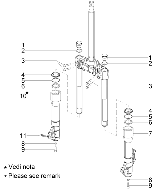 Front Fork Parts (Kayaba) Piaggio Beverly 125 RST 4T 4V IE E3 2010-2015 (EMEA)