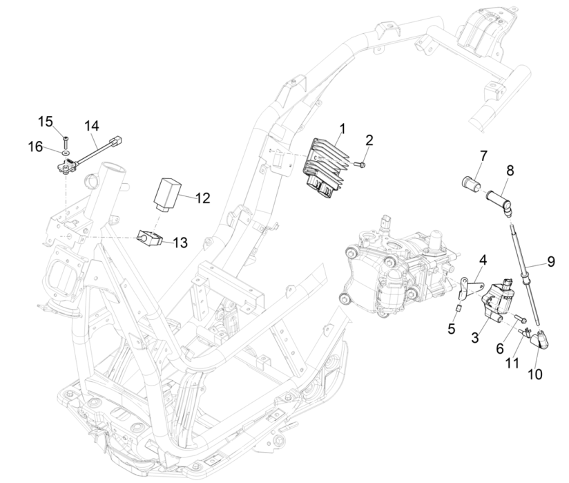 Voltage regulator - Electronic control units - HS ignition coil Piaggio Beverly 300 4T 4V HPE ABS E5 2021-2022 (EMEA)