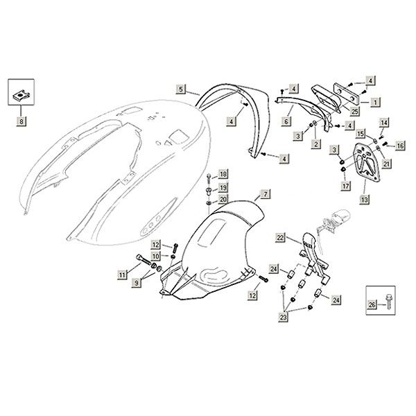 Rear plate parts 3 Aprilia Mojito Custom 2t (Piaggio engine) 2004 - 2010