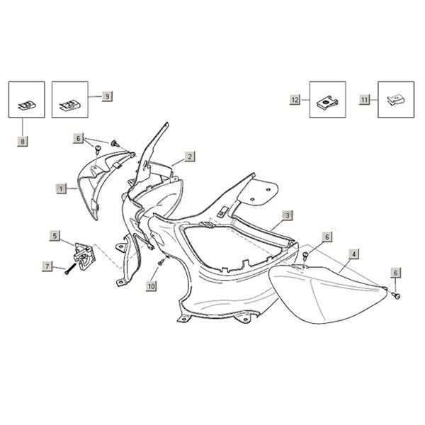 Rear plate parts Aprilia Mojito Custom 2t (Piaggio engine) 2004 - 2010-Plaatdelen achterzijde Aprilia Mojito Custom 2t