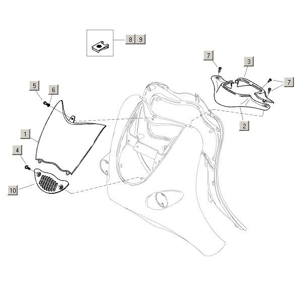 Front plate parts Aprilia Mojito Custom 2t (Piaggio engine) 2004 - 2010
