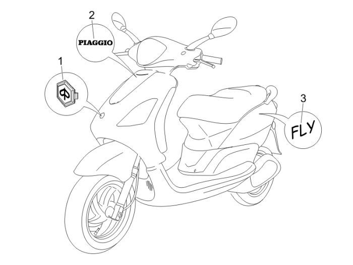 Piaggio Fly 2-stroke emblems