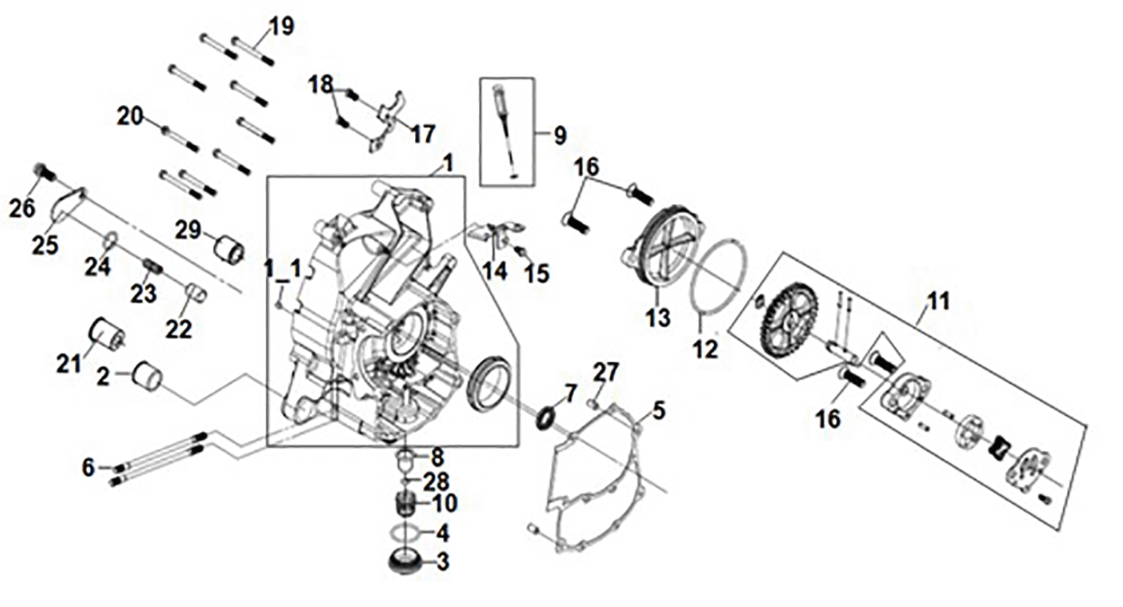 R. crank case - oil pump Sym ADX 125i ABS+ TCS E5 2023