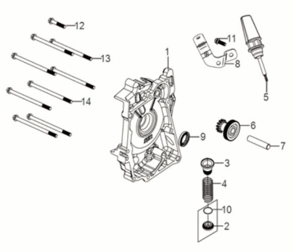 Carterhelft rechts - Oliefilter - Peilstok Sym Jet 14 50i Euro 5
