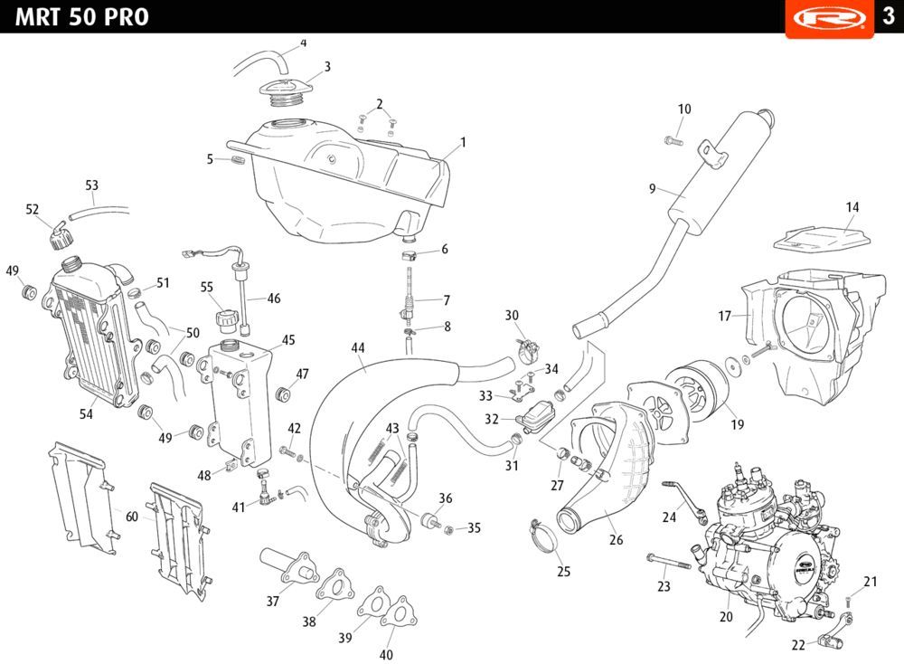 Radiator- Exhaust Rieju MRT pro SM white 2010 2-stroke