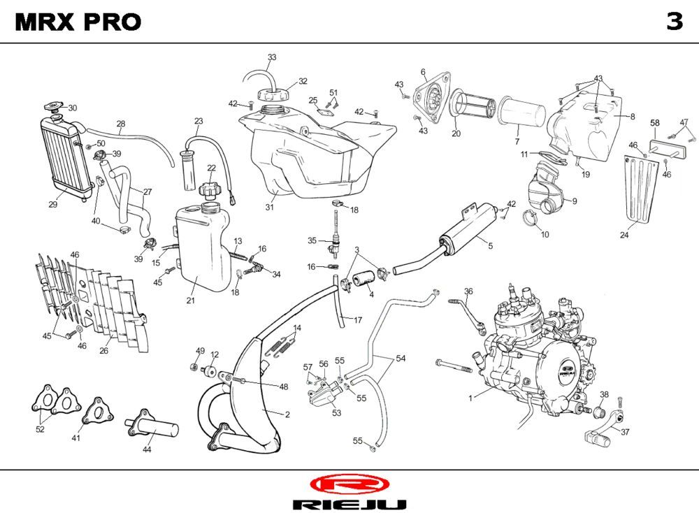 Radiator- Exhaust Rieju MRX orange 2004 2-Stroke