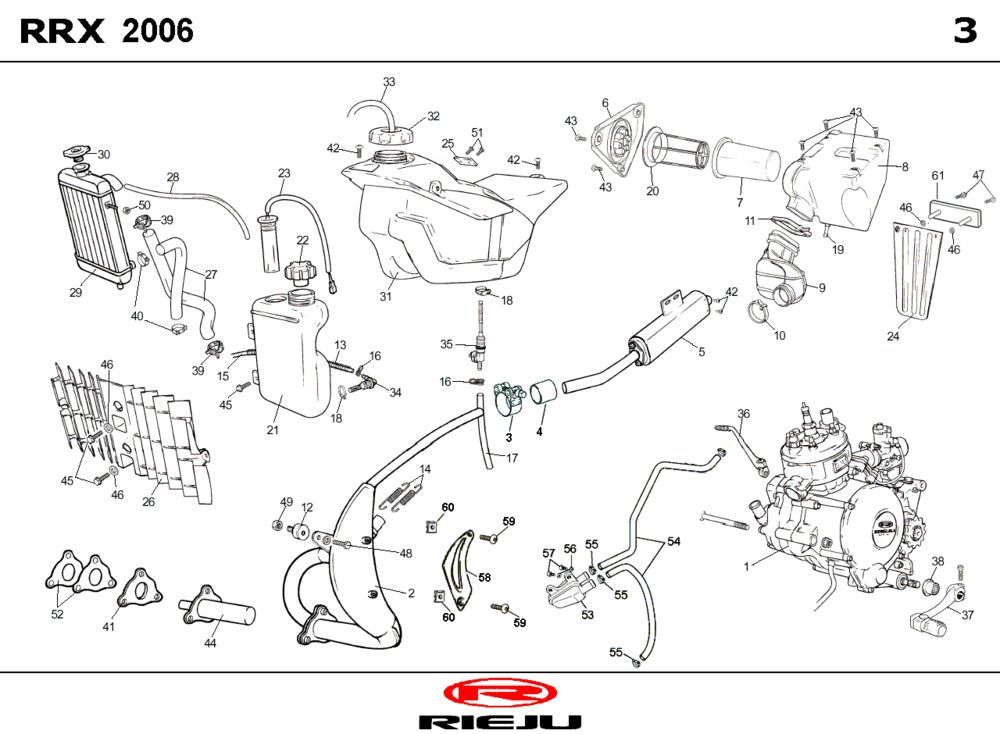 Radiator- Exhaust Rieju RRX white 2009 2-Stroke