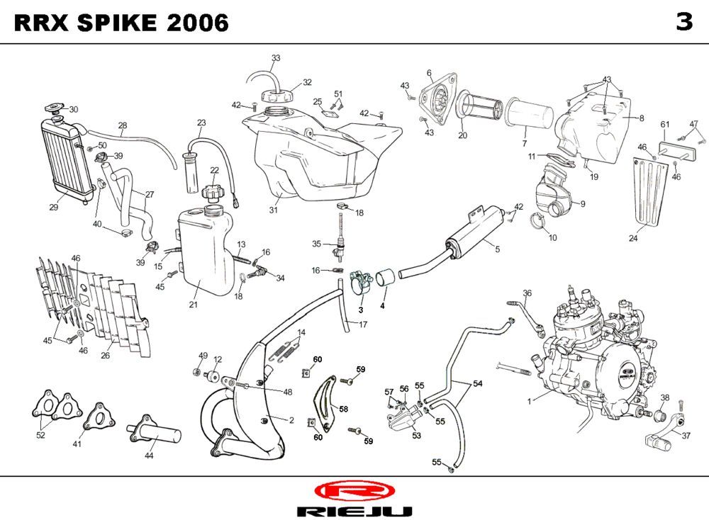 Radiator- Exhaust Rieju Spike-x blue 2009 2-Stroke