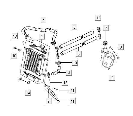 Radiator Kymco Super9 2t lc o.m matt black-red
