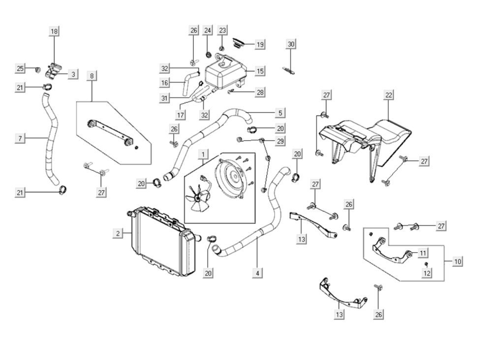 Radiator Kymco Xciting 400i Pearly Black