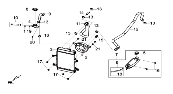 Radiator/ hoses Sym Joymax 300I ABS E3 2014-2016