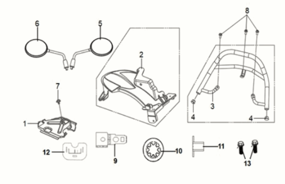 Rear fender - rear carrier Sym Mio 50I E5