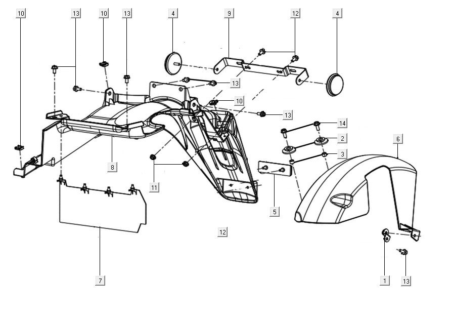 Rear fender assy Kymco Filly 50 E5+
