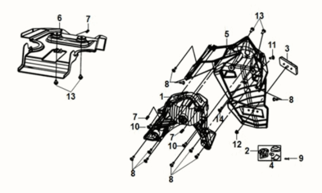 Rear fender/ rear inner fender Sym E-XPRO 45KM/H 2020-2021