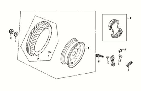 Rear wheel Sym Fiddle 50 E3