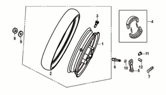Rear wheel Sym Mio 50I E5