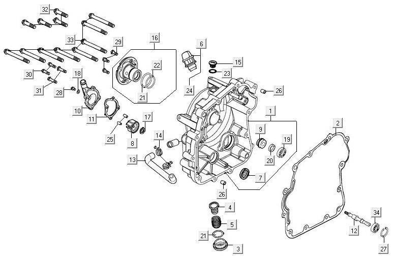 Crankcase cover right Kymco MXU 300R