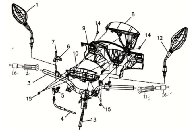 KPL headlight. Sym Symphony ST 125I E4 Black/Red (BK-001C/R-010CA)